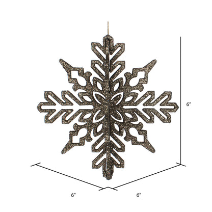 Vickerman 6" Moss Green 3D Glitter Snowflake Christmas Ornament Set of 3