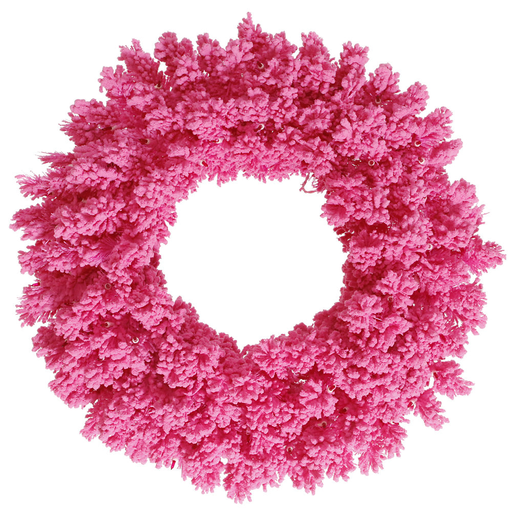 Vickerman 30" Unlit Flocked Pink Fir Artificial Christmas Wreath Unlit