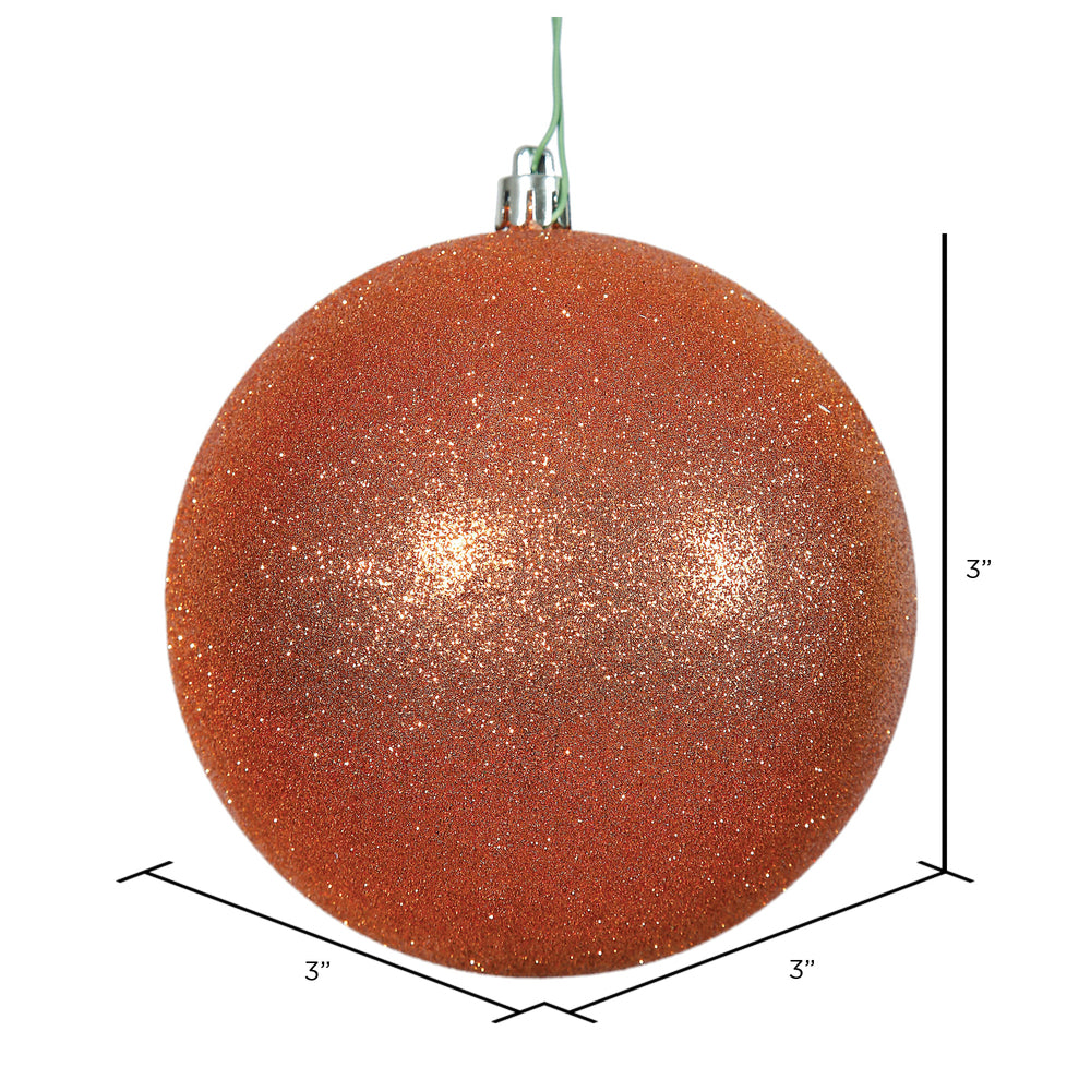 Vickerman 3" Burnished Orange Glitter Ball Ornament 12 per Bag