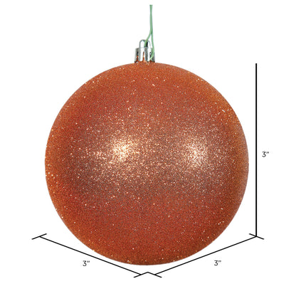 Vickerman 3" Burnished Orange Glitter Ball Ornament 12 per Bag