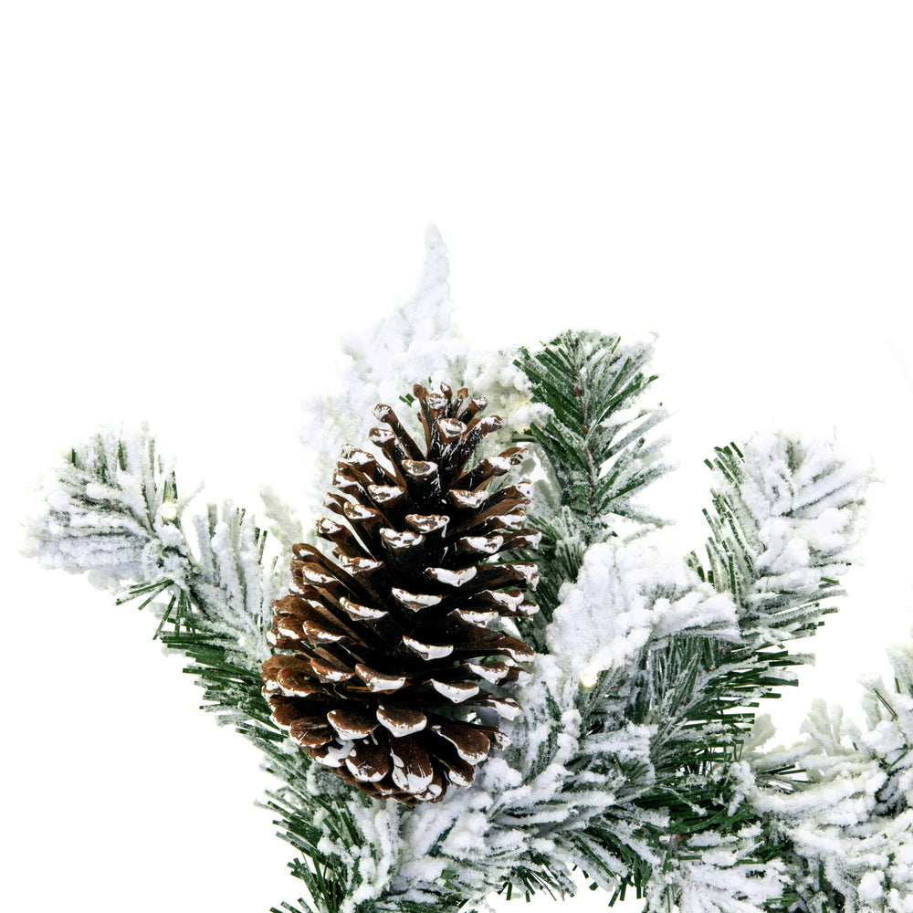Vickerman 6' x 16" Flocked Artificial Christmas Garland Battery Operated Pure White LED Lights