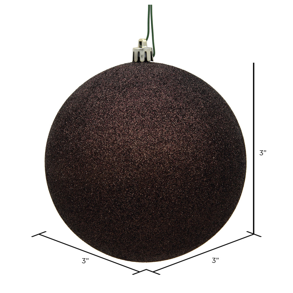 Vickerman 3" Chocolate Glitter Ball Ornament 12 per Bag
