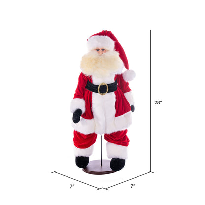 Vickerman 28" Red Traditional Velvet Light Complexion Santa Doll with Stand. This Santa has glasses stand is removeable.