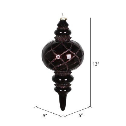 Vickerman 13" Chocolate Candy Finish Net Top Finial Ornament with Glitter Accents