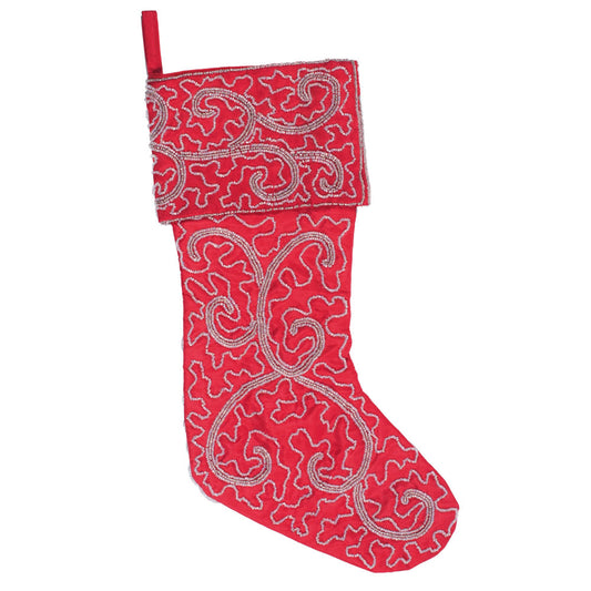 Vickerman Decorative 8" x 19" Filigree Scroll Christmas Stocking