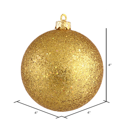 Vickerman 4" Antique Gold Sequin Ball Ornament 6 per Bag