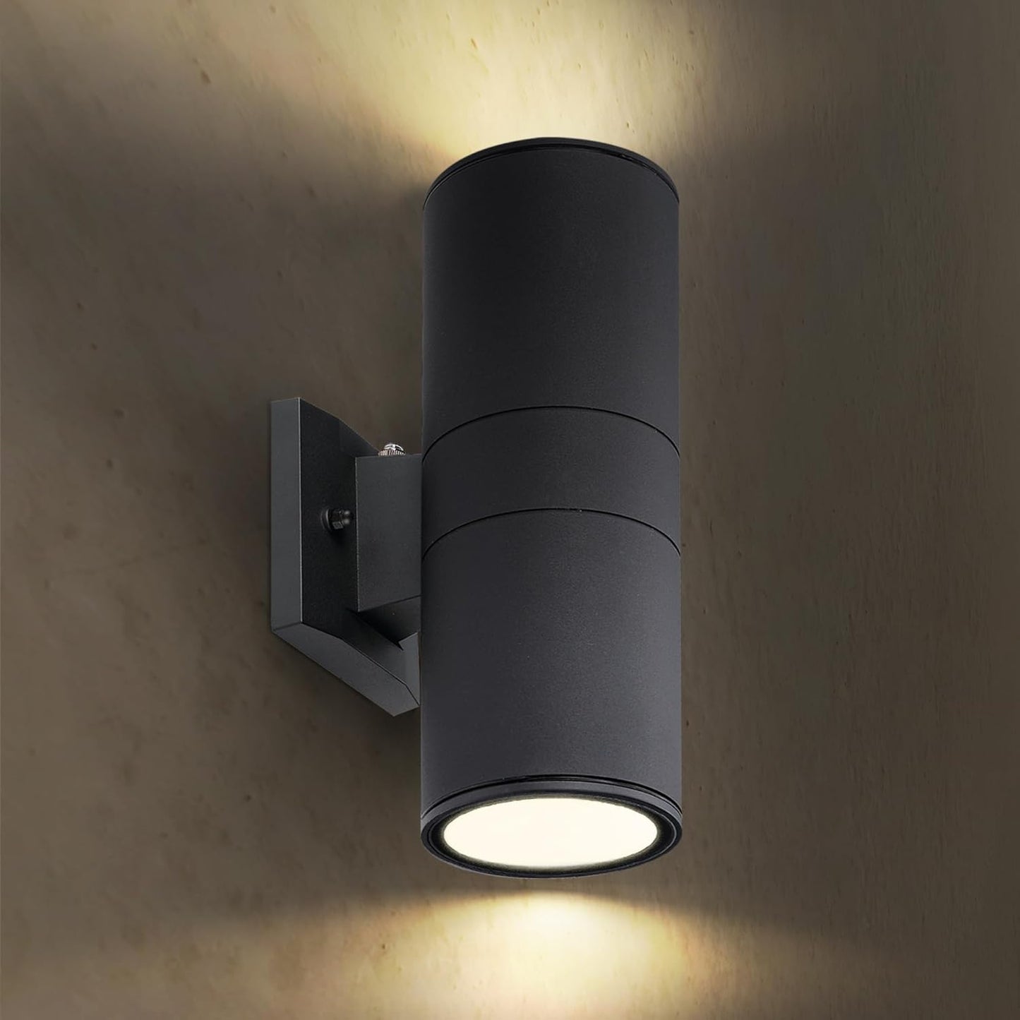 ASD Lighting LED Outdoor Wall Cylinder Round Up and Down 18W 120V 3000/4000/5000K with Photocell Black ETL