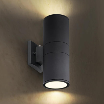 ASD Lighting LED Outdoor Wall Cylinder Round Up and Down 18W 120V 3000/4000/5000K with Photocell Black ETL