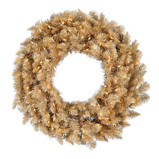 Vickerman 24" Gold Fir Artificial Christmas Wreath with Warm White Dura-lit LED Lights