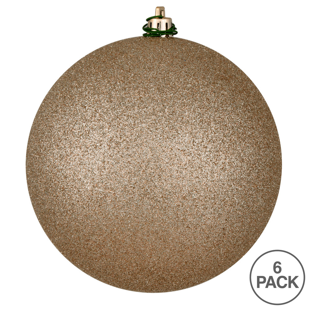 Vickerman 4" Oat Glitter Ball Ornament 6 per Bag