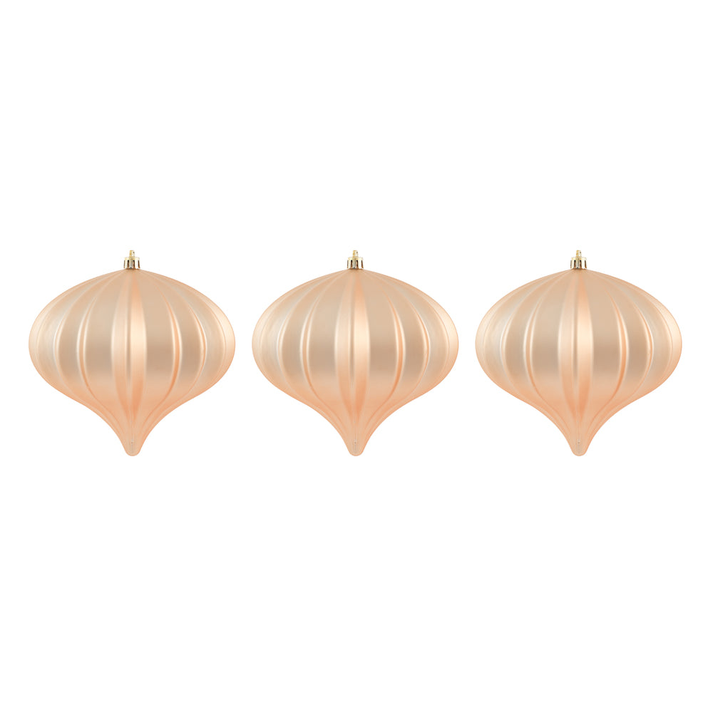 Vickerman 5.7" Café Latte Matte Onion Christmas Ornament UV treated Set of 3