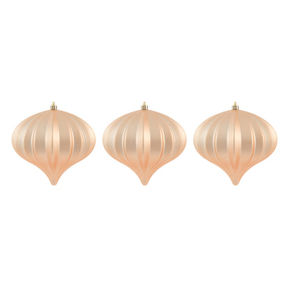 Vickerman 5.7" Café Latte Matte Onion Christmas Ornament UV treated Set of 3