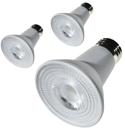 Damar PAR20 LED Long Neck Flood Light Bulb 5W 500 Lumen E26 Medium Base 3000K Soft White Ideal for Track & Recessed Spot Light Bulbs 120V 40° Beam Angle Dimmable White Finish Pack of 3