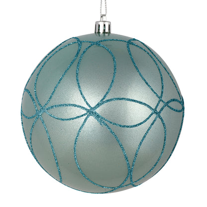 Vickerman 4" Baby Blue Candy Finish Ornament with Circle Glitter Pattern 4 per Bag