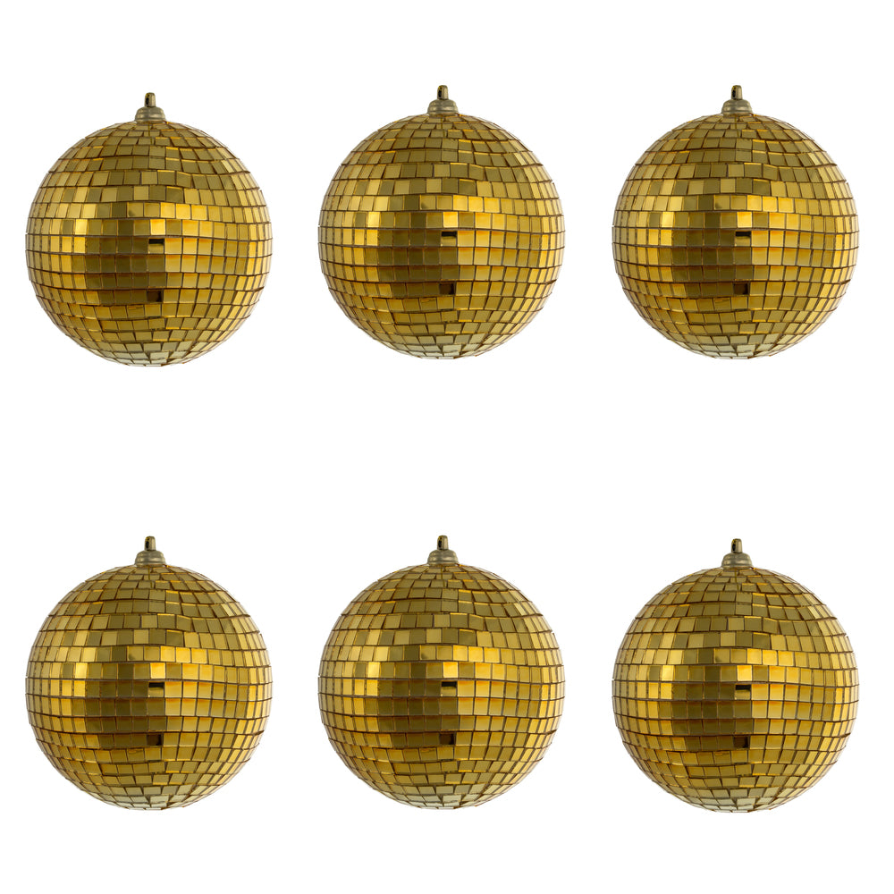 Vickerman 4" Gold Mirror Ball Ornament  6 per Bag