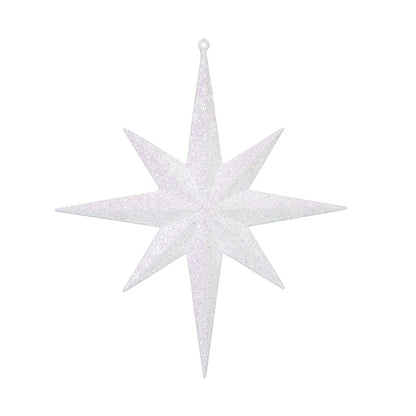 Vickerman 12" White Iridescent Glitter Bethlehem Star Christmas Ornament 2 per Box