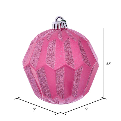 Vickerman 5" Mauve Glitter Faceted Ball Ornament 3 per Bag