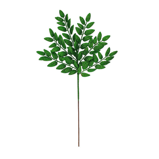Vickerman 22" Green Glitter Honey Locust Artificial Christmas Spray. Includes 6 sprays per pack.