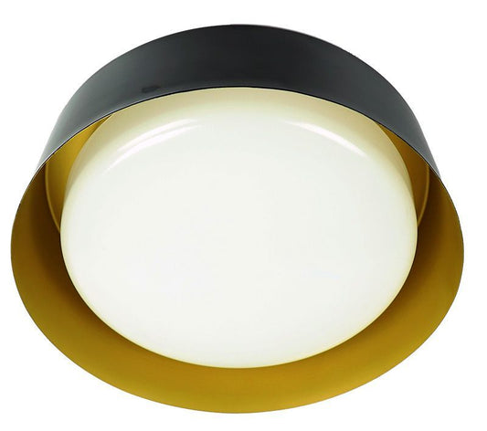 Westgate Modern 16In Flush Mount Drum Black/Gold Selectable 30/40/50K 30W 2800 Lumens, Residential Lighting, 30W, 2800 Lumens, 3000K/4000K/5000K, Black+Golden Finish, TRIAC Dimming