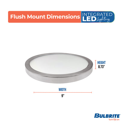 Bulbrite 773610 9 in.Round 17-Watt 3000K LED Flush Mount Light, 1400 Lumens, Nickel