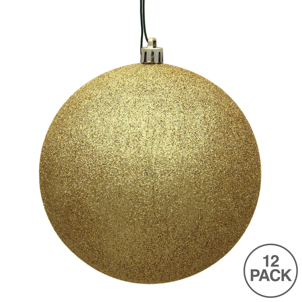 Vickerman 2.75" Gold Glitter Ball Ornament 12 per Bag