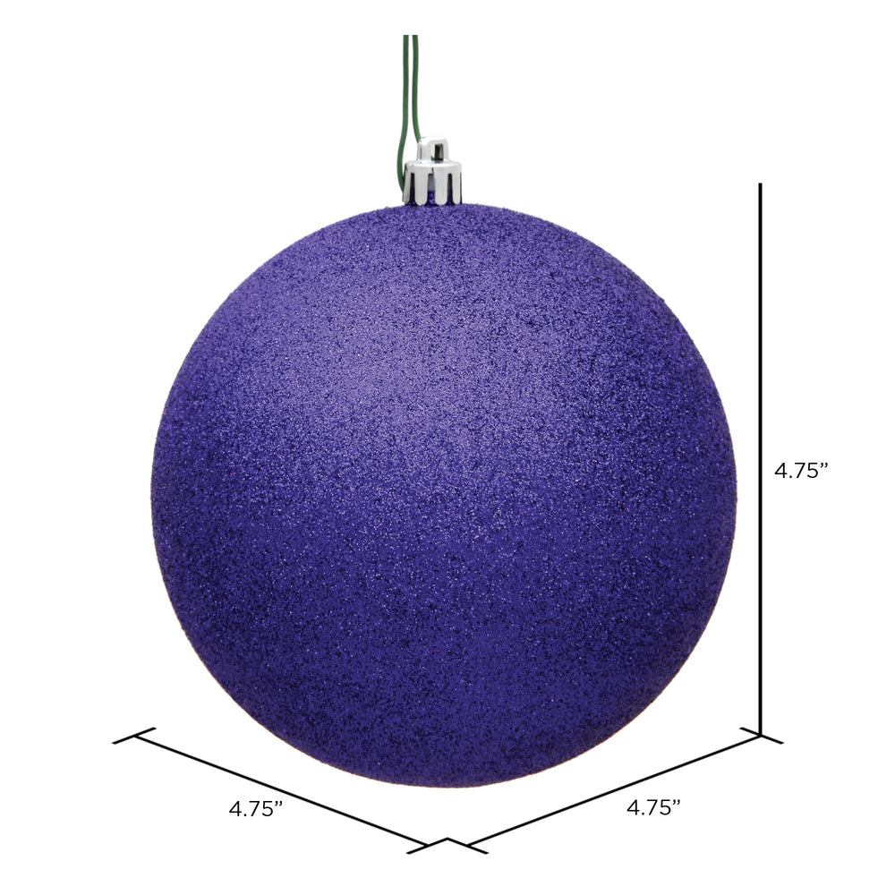 Vickerman 4.75" Purple Glitter Ball Ornament 4 per Bag