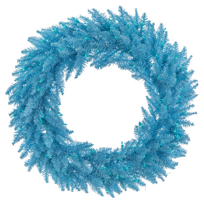 Vickerman 36" Sky Blue Artificial Christmas Wreath Blue Dura-lit Incandescent Mini Lights
