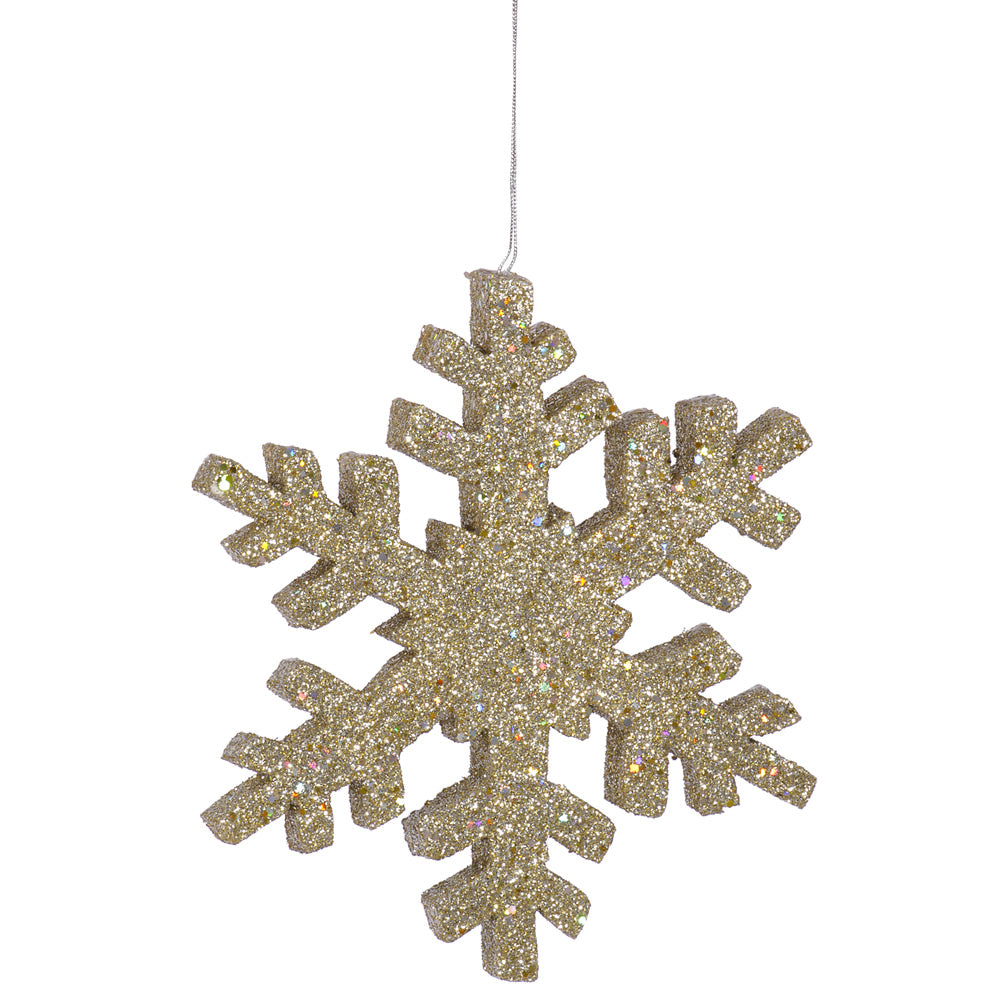 Vickerman 8" Champagne Glitter Snowflake Christmas Ornament