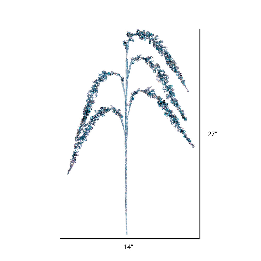 Vickerman 27" Artificial Baby Blue Glitter Setaria Christmas Spray 3 sprays per pack.