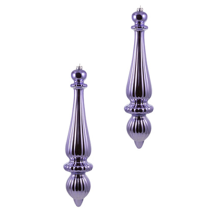 Vickerman 14" Lavender Shiny Finial Drop Christmas Ornament UV Treated with Drilled and Wired Cap 2 per bag