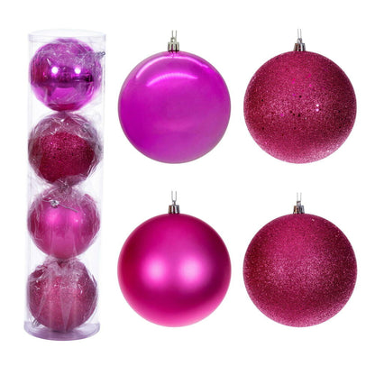 Vickerman 4.75" Hot Pink 4-Finish Ball Ornament 4 per bag.