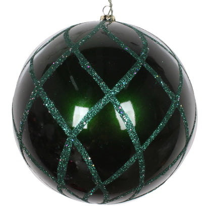 Vickerman 6" Emerald Candy Finish Net Ball Ornament with Glitter Accents 2 per Bag