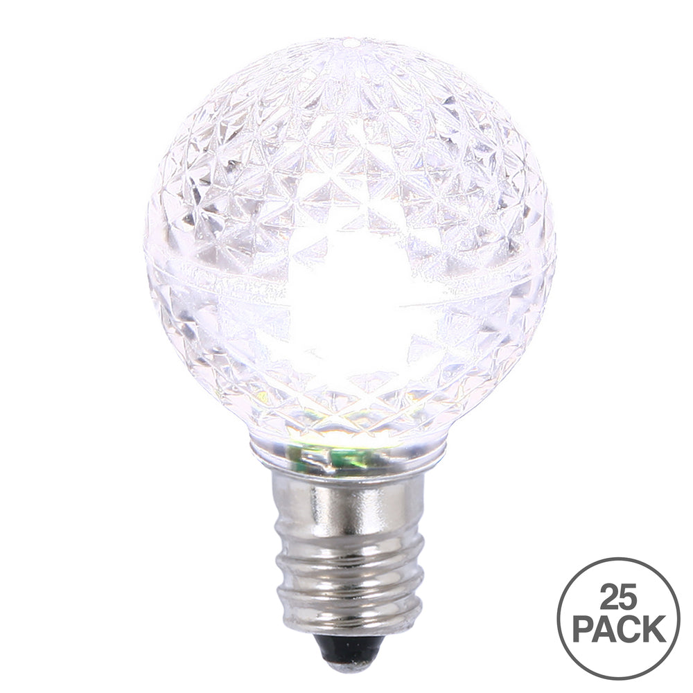 Vickerman G30 LED Purewht Bulb E12 Nickel Base 120V .6 Watts package of 25
