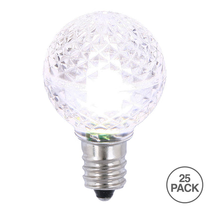 Vickerman G30 LED Purewht Bulb E12 Nickel Base 120V .6 Watts package of 25