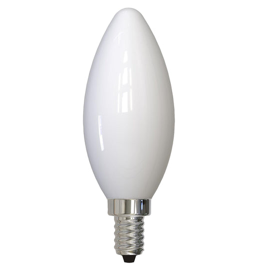 Bulbrite LED Filament 5 Watt Dimmable B11 Light Bulb with Milky finish  and Candelabra (E12) Base - 2700K Warm White Light, 500 Lumens