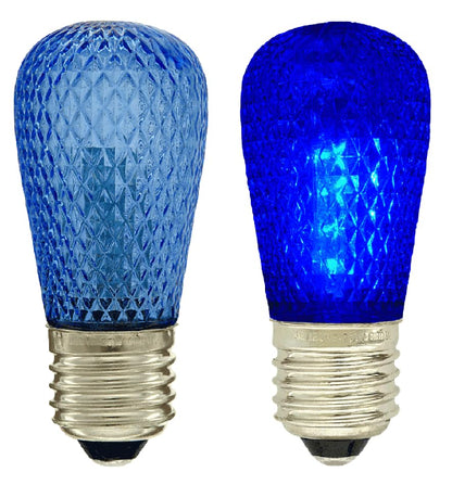 Damar- S14 Colored LED String Light Bulb with Faceted Surface Transparent Blue 0.8W E26 Medium Base 120V Pack of 6- Shatterproof Waterproof Outdoor Indoor Replacement for Home Decorations Christmas