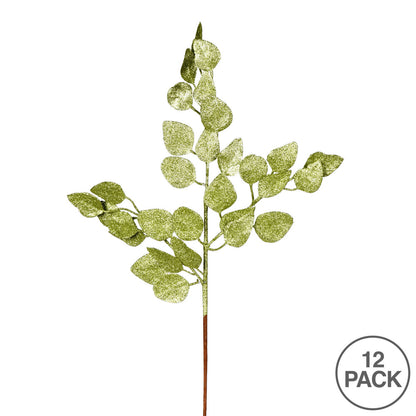 Vickerman 21" Lime Glitter Ash Leaf Artificial Christmas Spray. Includes 12 sprays per pack.