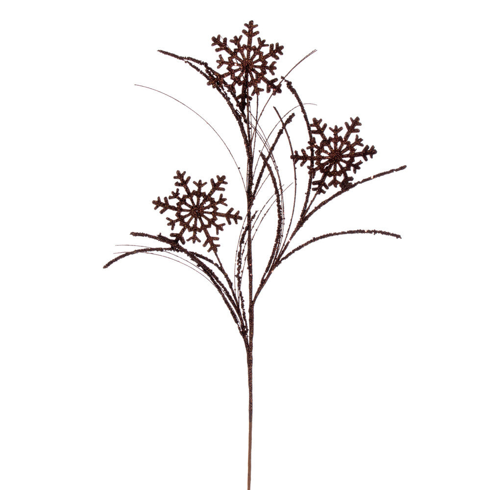 Vickerman 31" Chocolate Snowflake Glitter Spray 6 per bag.