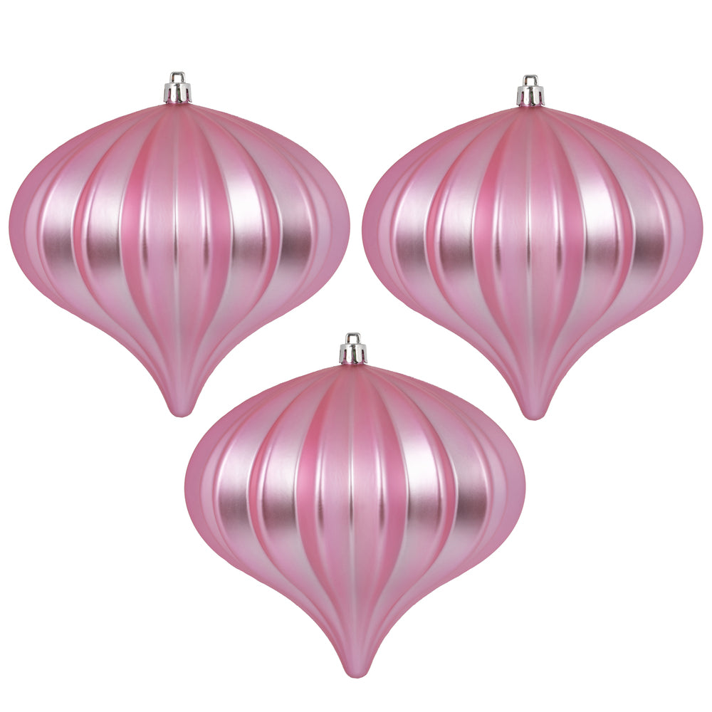 Vickerman 5.7" Pink Matte Onion Christmas Ornament UV treated Set of 3