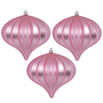 Vickerman 5.7" Pink Matte Onion Christmas Ornament UV treated Set of 3