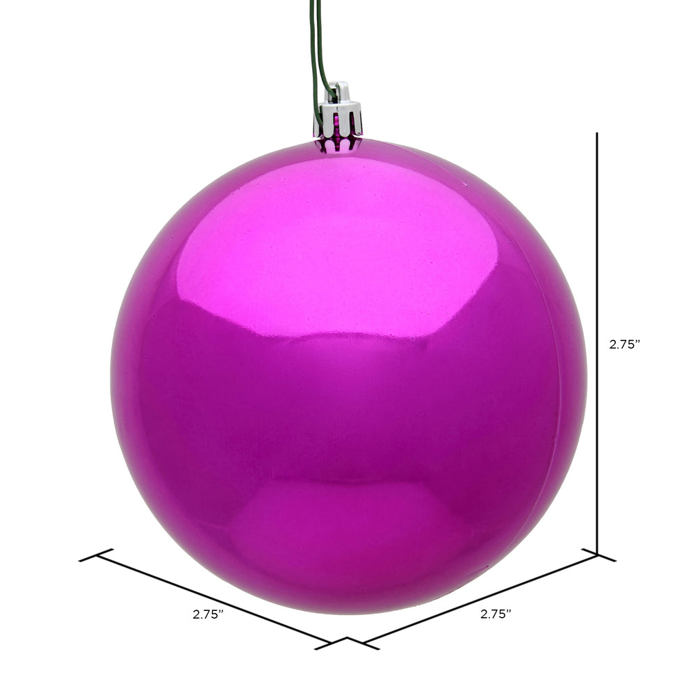 Vickerman 2.75" Fuchsia Shiny Ball Ornament 12 per Bag