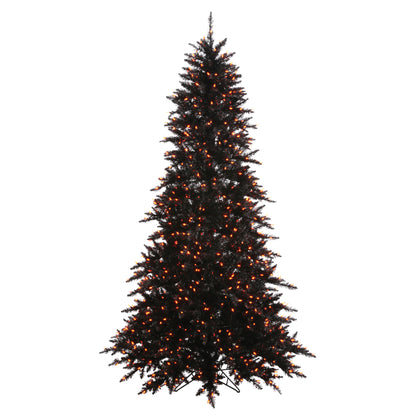 Vickerman 10' Black Fir Artificial Christmas Tree Orange  Dura-lit LED Lights