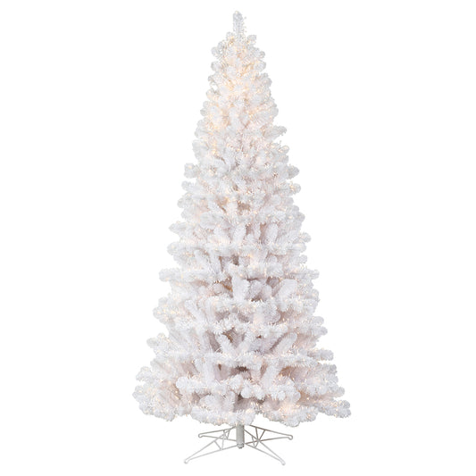 Vickerman 7.5' x 45" White Artificial Christmas Tree Warm White 8 function 3MM LED Lights