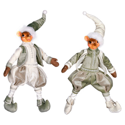 Vickerman 14" Jewel-Tide Greetings Collection Mouse Doll 2 Pack
