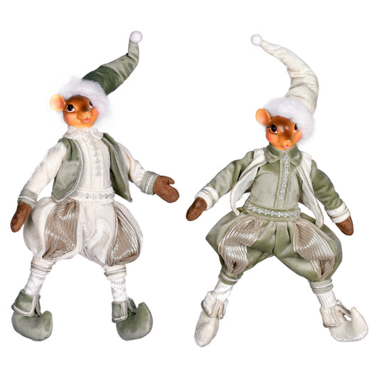 Vickerman 14" Jewel-Tide Greetings Collection Mouse Doll 2 Pack