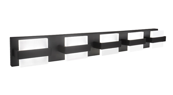 ASD Lighting LED Vanity 5-light 28W 120V CCT Selectable 2700/3000/4000/5000/6000K Dimmable Black ETL