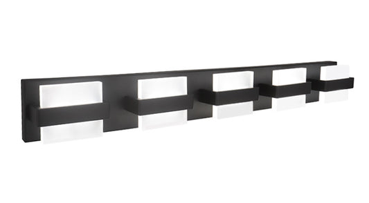 ASD Lighting LED Vanity 5-light 28W 120V CCT Selectable 2700/3000/4000/5000/6000K Dimmable Black ETL