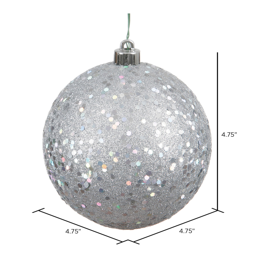 Vickerman 4.75" Silver Sequin Ball Ornament 4 per Bag