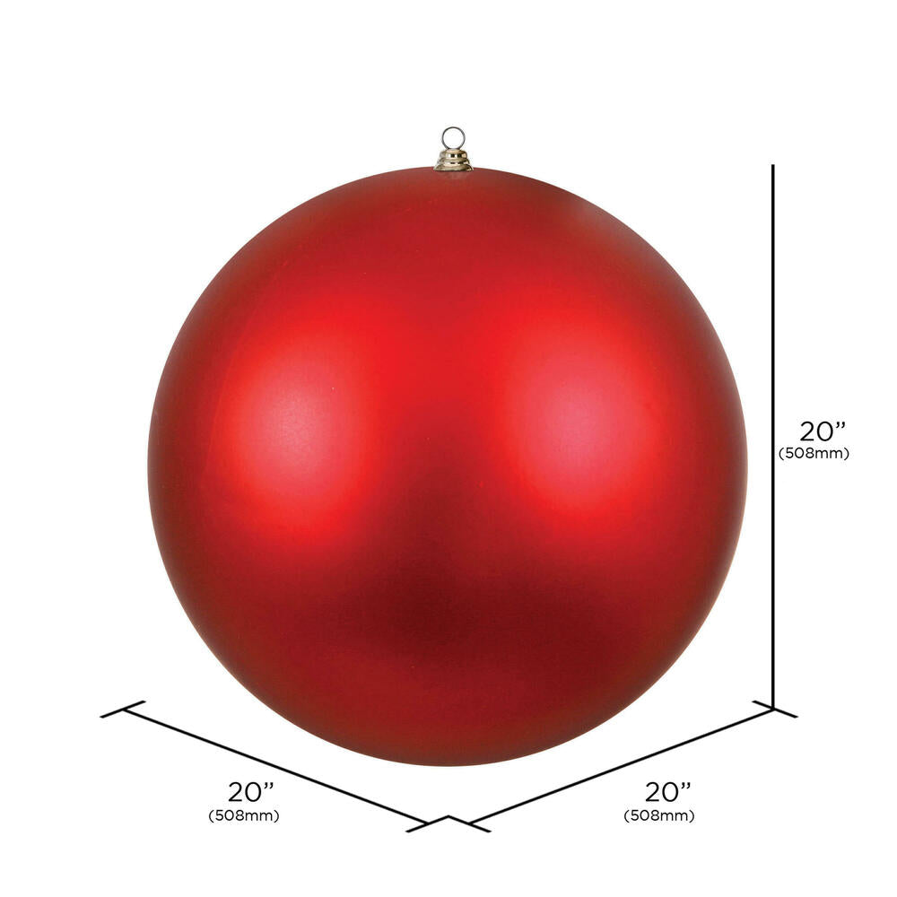 Vickerman 20" Giant Matte Red Ball Christmas Ornament UV Resistant