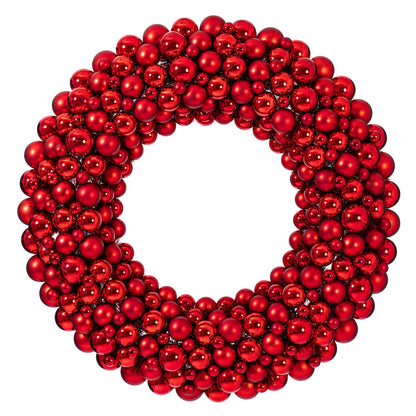 Vickerman 36" Red Shiny and Matte Ball Wreath